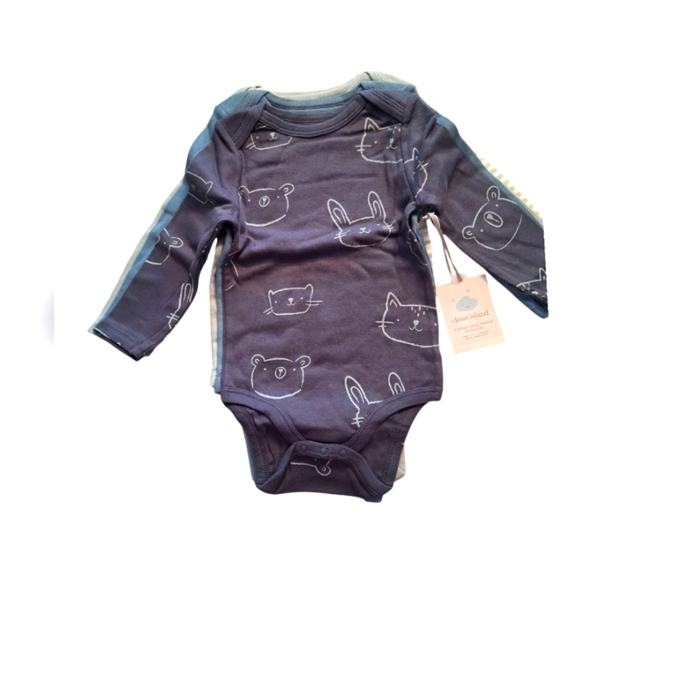 Blue Animal Print Kids One Piece Bodysuits Size 18M